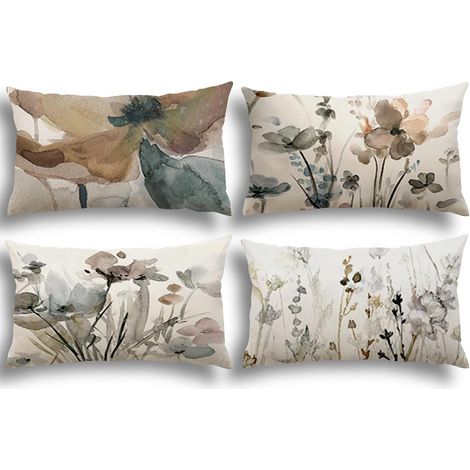Housse de Coussin 40x60 Lot de 4 Housse Coussin en Lin Coussin de Canapé Moderne Boho Coussin Canape Motif Abstrait Coussin Canape Chambre Canapé Extérieur Housse Oreiller 40 x 60 (1/5)