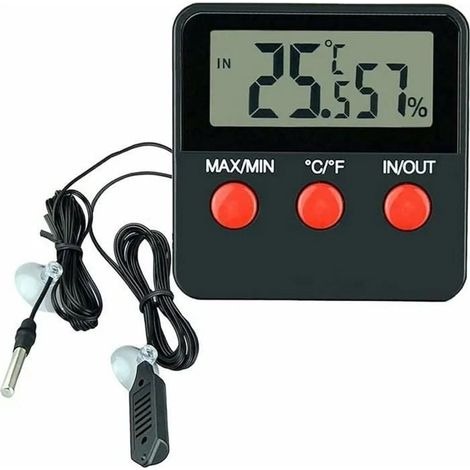 Thermomètre numérique - Hygromètre LCD - Pour terrarium - Précision ±1°C - Mémoire max. min. (1/4)