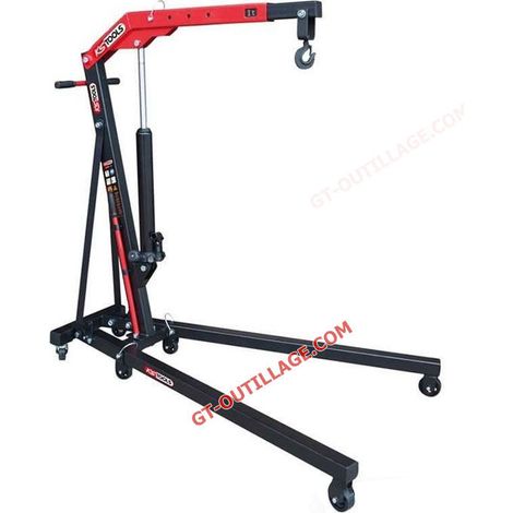 Kstools – Grue d'atelier pliante 1 tonne – Hauteur de levage max 2130 mm – Charge max 1000 kg – Pompe hydraulique à levier – Pliable et compacte