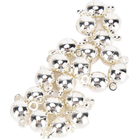 20 fermoirs magnétiques ronds en laiton, fermoirs tendance pour la création de bijoux (colliers, bracelets, boucles d'oreilles) - Blanc K (1/5)
