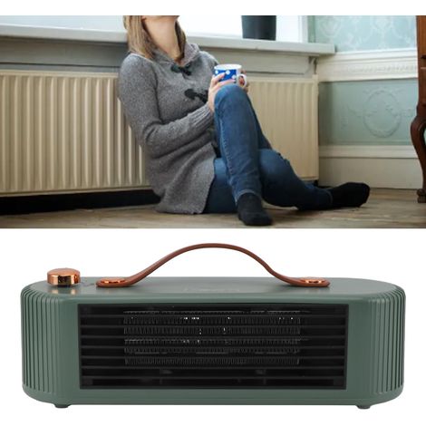 Chauffage électrique multifonctionnel de bureau avec deux vitesses, adapté à une utilisation au bureau et à la maison, arrêt automatique par inclinaison, petit chauffage électrique, 800 W, vert, norme (1/5)