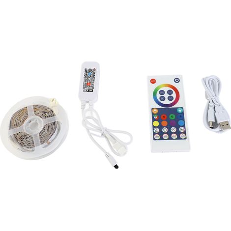 Ortviai Bande LED RGB WiFi 5 V avec Contrôle Vocal et Synchronisation Musicale pour TV – 5 m, App Tuya