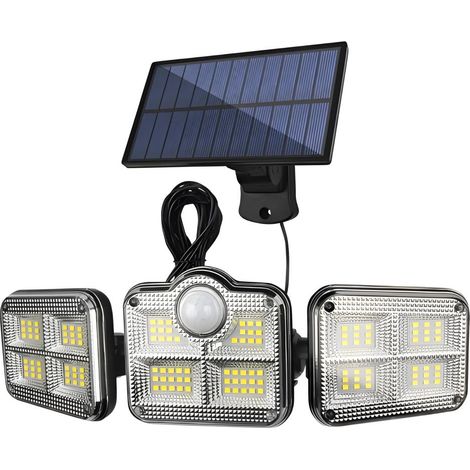1 luz solar LED, haz dividido, 122 LED, detector de movimiento, cable de 5 m, para exteriores (1/5)
