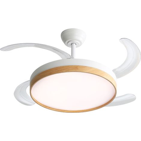 Ventilador de Techo LED Color Madera con Aspas Plegables y Mando a Distancia