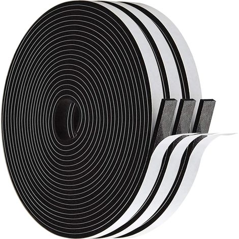 Selbstklebendes Dichtungsband für Türen Fenster 6 mm (B) x 3 mm (T) / 18 m Gummidichtung Türdichtung Schaumstoffband Schalldämmung Wasserdicht für Kollisionsdichtung Schalldicht