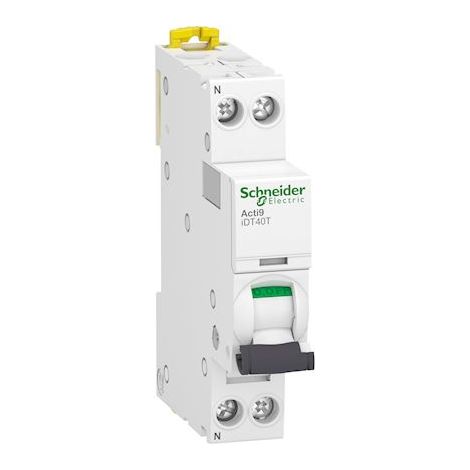 Disjoncteur modulaire - 1P + N - 6 A - Courbe B - 4500A / 6 kA - Acti9 iDT40T - A9P12606 - Schneider