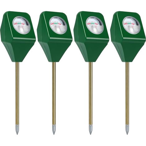 4er-Set Bodenfeuchtigkeitsmesser für Pflanzen: 3-in-1-Pflanzenfeuchtigkeitsmesser, Bodenmesser mit pH-/Temperatur-/Lichtmessung, geeignet für Gartenbau, Rasen, Garten und Landwirtschaft (1/5)