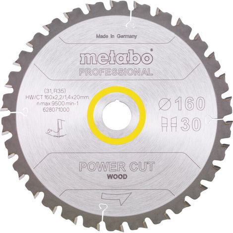 Metabo LAME DE SCIE CIRCULAIRE HW/CT 160 X 20, 30 WZ 5° (628071000) (1/3)