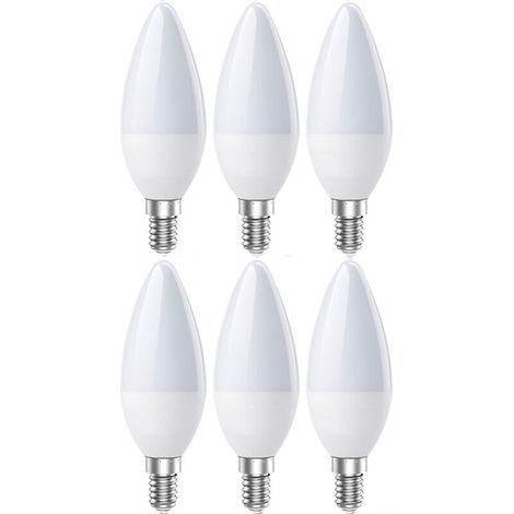 Lampadine LED a candela E14, bianco freddo 6500K – 5W, 600lm, equivalenti a 60W, angolo del fascio luminoso di 200°, non dimmerabili, confezione da 6