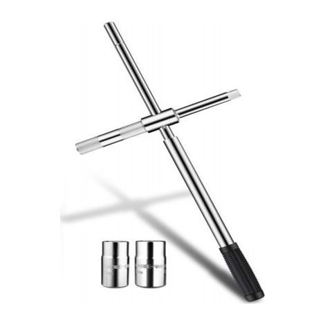 Clé Roue Voiture en CR-V, Croix Roue Voiture avec Duplex Prises (4 Tailles) 17 mm / 19 mm & 21 mm / 23mm pour Assemblage et Démontage de Pneus de Voiture (1/4)