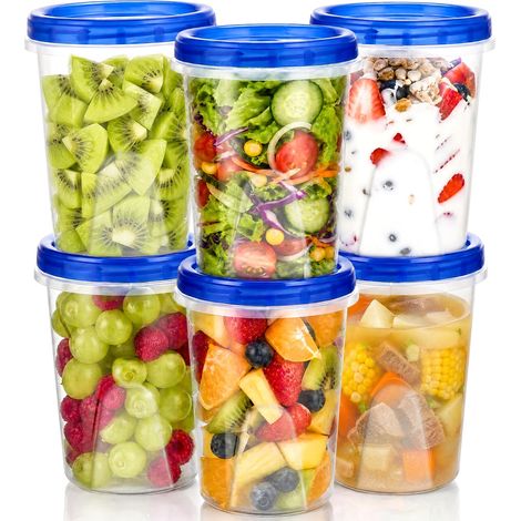 6Pack 1000ML Boites Plastique Alimentaire avec Couvercle à Visser Boites Hermetique Alimentaire Étanches (1/5)