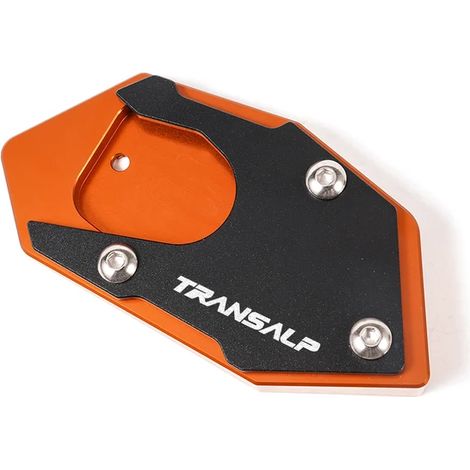 (Orange) Compatible avec les modèles TRANSALP 600, 650 et 700 XLV 600, 650 et 700 TRANSAL. Béquille latérale en aluminium CNC, extension et support maxpower. (1/5)
