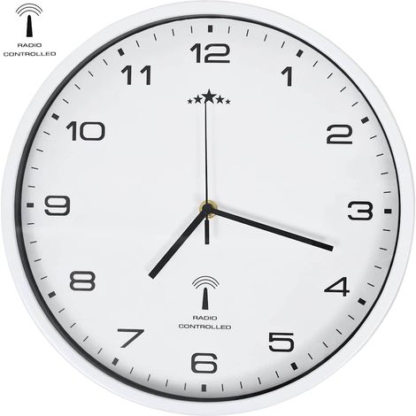 vidaXL Reloj de pared radiocontrol movimiento de cuarzo 31 cm blanco (1/5)