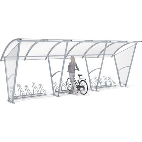 Abri vélo avec parois latérales ŚWIT pour 15 vélos - 630cm - Fixation: à visser (1/5)