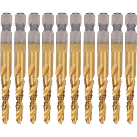 Mèches de taraud HSS 6.1, tige carrée hexagonale revêtue de Ti, matériel Composite M5, outils à main 10 pièces