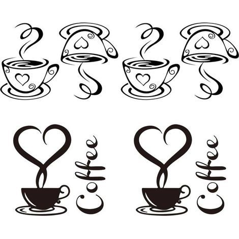 4 Cafe Stickers, Wall Decals for Restaurants, Artistic Cafe Decor, Decoration Supplies (1/5)