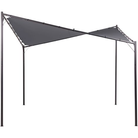 Pergola Dark Grey Polyester Steel 300 x 300 cm Fabric Shade Metal Frame Garden Pavilion AVENTINE