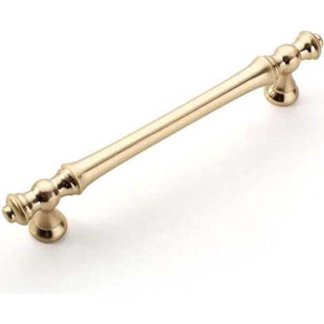 6 Pieces Brushed Brass Kitchen Cabinet Handles 128mm Zinc Alloy Gold Furniture Handles with Screws, for Offices, Drawers, Cabinets (1/5)