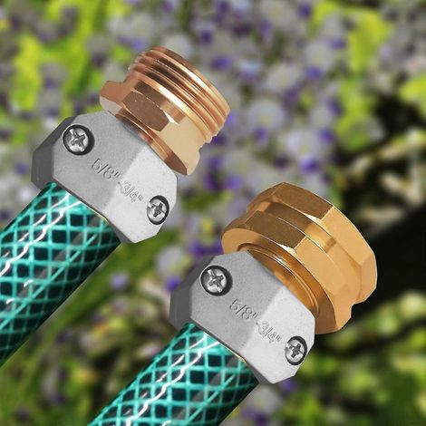 Kit de réparation de raccords pour tuyau d'arrosage (4 pièces) : facile à utiliser, robuste et durable, en zinc et aluminium (mâle).