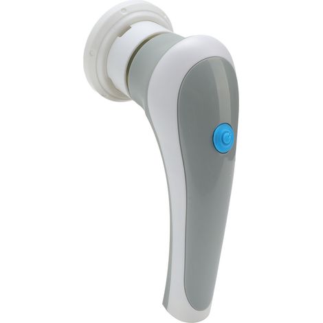 Brosse de nettoyage électrique rotative à 360° rechargeable par USB, portable et fournie avec 3 têtes de brosse (grise). (1/5)