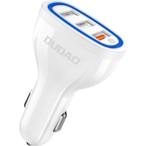 Dudao Autoladegerät Schnellladung Quick Charge 3.0 QC3.0 2,4A 18W 3x USB weiß (R7S weiß) (1/5)