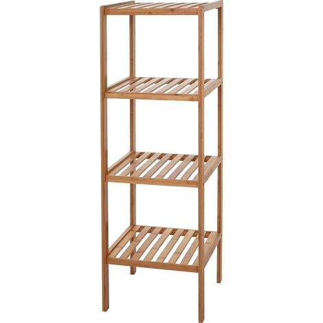 Étagère rangement salle de bain en bambou 4 niveaux SDB04020 (1/4)