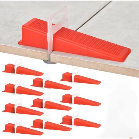 Cales de nivellement carrelage 100 bases + 100 inserts - Outil pose carrelage marbre pierre réutilisable (1/4)