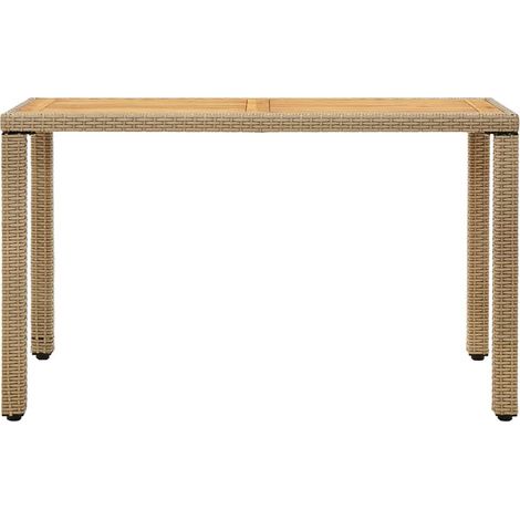 Maison Exclusive - Gartentisch Beige 123x60x74 cm Poly Rattan & M (1/5)