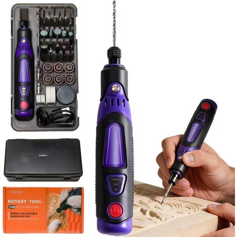 Engraving Pen Kit Rechargeable Cordless AMZNR,82 Accessories Engraving Tool fo - Etching Pen - Mini Small Tool for Artisan CraftsHand Engraver (1/5)