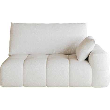 Canapé 2 places blanc crème modulable avec angle droit, tissu velours doux, 130x105x86 cm (1/5)
