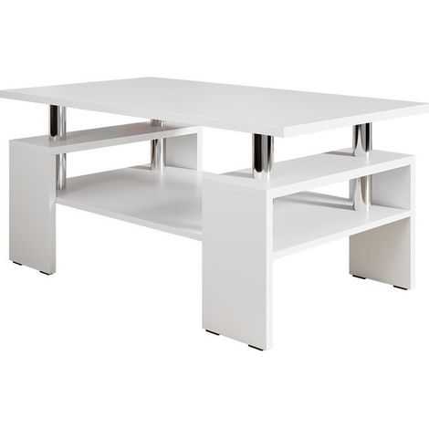 Mesa de centro Providence 124, Blanco, 50x60x110cm, Diámetro: 0, Aglomerado laminado, Angular
