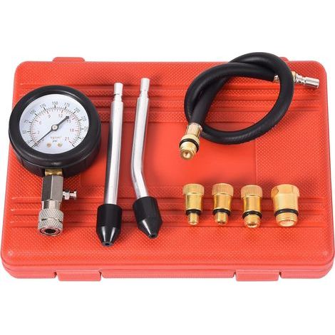 Kit testeur de compression pour moteur à essence, kit de mesure de la pression du cylindre avec jauge et adaptateurs, pour voitures, camions, motos, tondeuses à gazon pour motoneiges (1/5)
