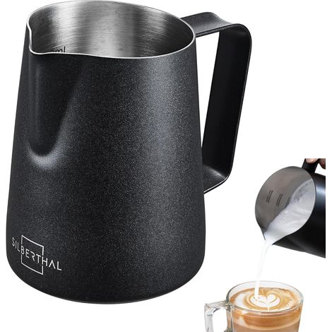 1 Pichet A Lait Inox 350ml,Échelle Graduée,Bec Verseur Précis,Compatible Machine A Café,Idéal Barista