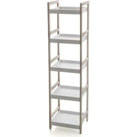 Scaffale 5 ripiani in legno 33x30x130 cm ripiani colore bianco