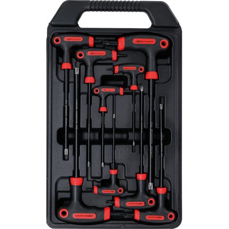 Schraubendreher-Satz mit T-Griff und seitlicher Klinge T-Profil (für Torx) mit Bohrung T10 - T50 9-tlg. (1/4)