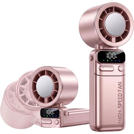Mini ventilador para colgar en el cuello uterino, con conexión USB, ideal para residencias estudiantiles y como regalo – Rosa (1/5)