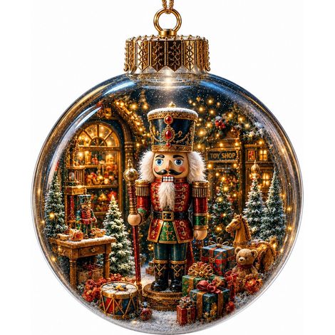 Boule à neige lumineuse 3D en acrylique transparent, motif colombe blanche, pomme de pin et sapin de Noël à suspendre (1/5)