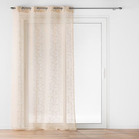 Voilage a oeillets 140 x 240 cm voile sable imprime metallise louxor Beige (1/4)