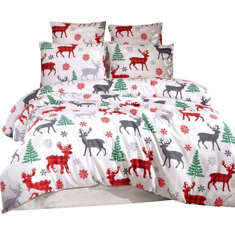 Funda nórdica, funda nórdica, ropa de cama Set Blanco Rojo Verde Gris (1/4)