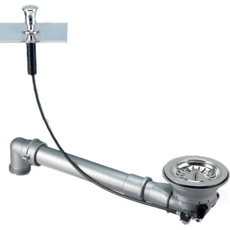 Bonde évier sans trop plein diamètre 90 mm, automatique, avec tubulure gain de place