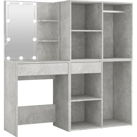 Maison Exclusive - LED-Schminktisch mit 2 Schränken Betongrau Hol