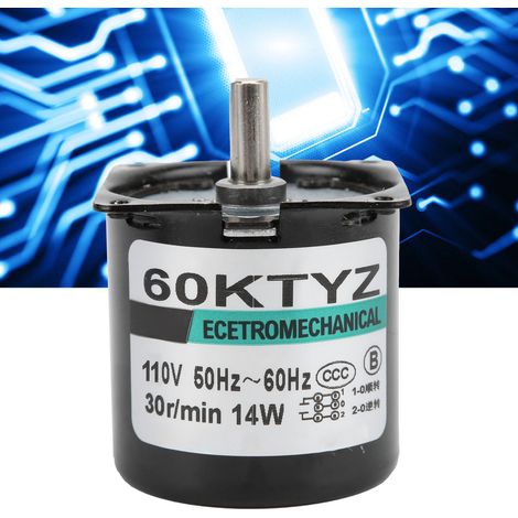 XD60KTYZ+ Wechselstrom-Synchronmotor mit Halterung, 14 W, Permanentmagnet, niedrige Drehzahl, bidirektional, hohes Drehmoment und Exzenterwelle, 30 U/min, 110 V Wechselstrom. (1/5)