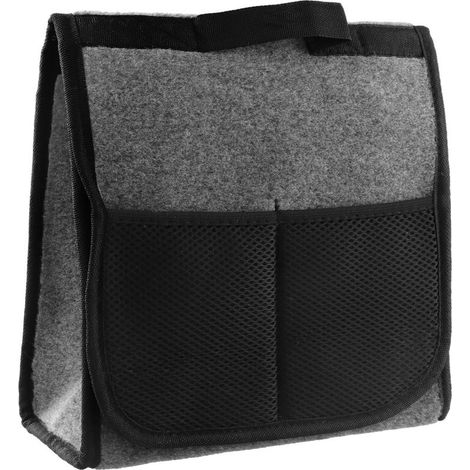 Sacoche de coffre spacieuse et confortable, organisateur de rangement en feutre avec fermeture velcro, format sac à outils, noir, accessoire utilitaire pour coffre de voiture (1/4)