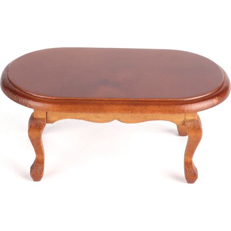 Table miniature 1:12 style européen vintage couleur noyer, meubles de maison de poupée pour enfants décoration (1/5)