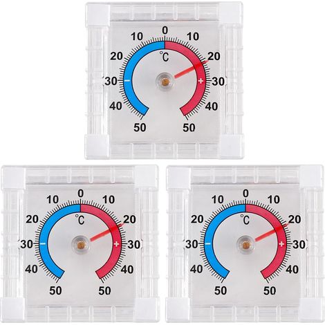 3 Pièces Thermomètres Autocollants pour Portes et Fenêtres pour Extérieur Thermomètre Extérieur Numérique, Plage de Température de -50 °C à 50 °C, Thermomètres de Fenêtre Analogiques Transparents (1/5)