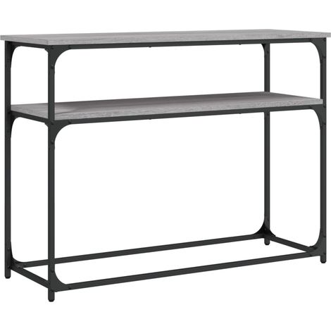 Meuble console d'entrée moderne avec étagère 100 x 35,5 x 75 cm bois d'ingénierie gris DEC032199