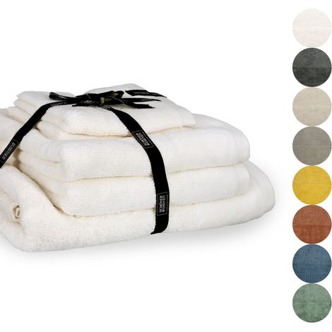 SCHÖNER WOHNEN Set asciugamani SENSE - 1 pezzo 50x100 cm, Bianco