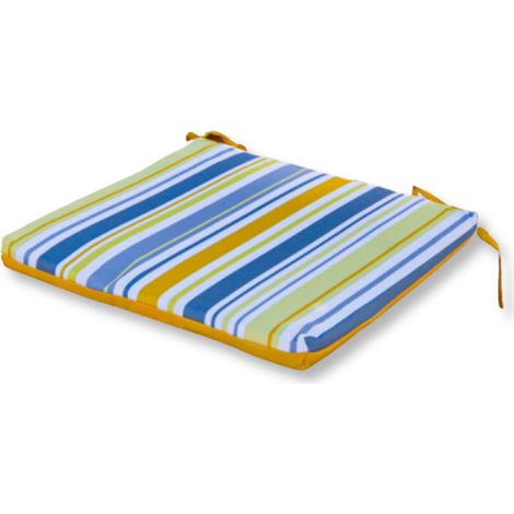 Lot de 4 Galettes de Chaise 35x35 Motif Rayures Solaires - Confort & Déco (Avec Attaches) (1/5)
