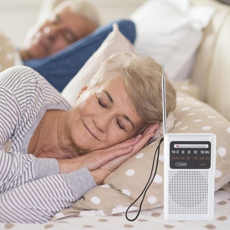 Radio portátil AM/FM, marca reconocida, modelo, calidad de sonido superior, batería de larga duración, portátil, ligera, material ABS, peso 123 g, 2 pilas AA (1/5)