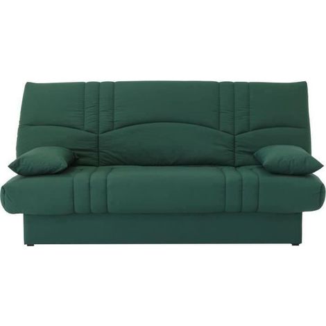 Les Tendances – Canapé convertible 3 places – tissu vert forêt – dimensions L 190 x P 92 cm – style contemporain – couchage confortable (1/7)